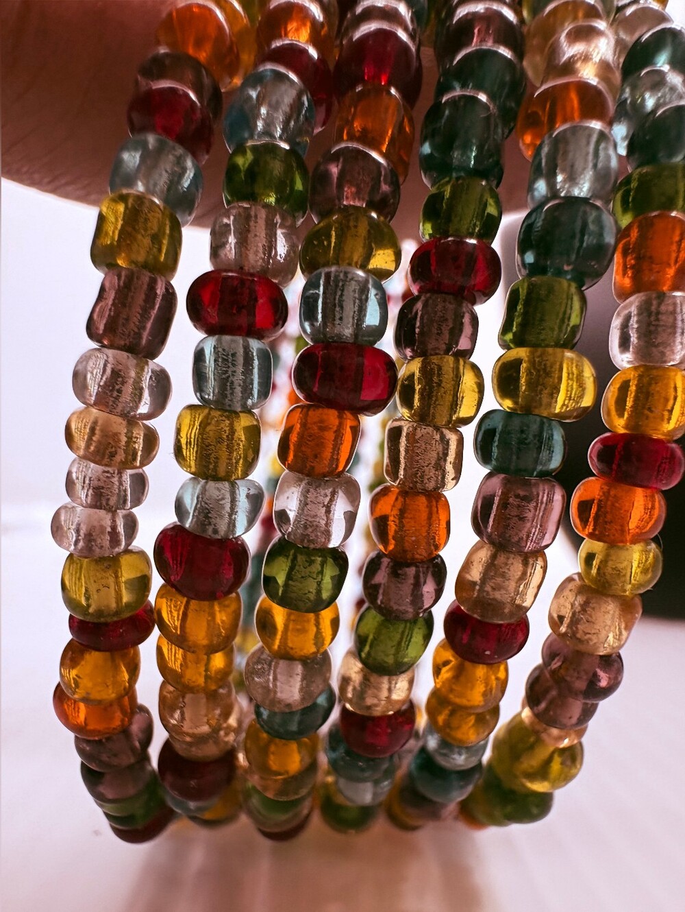 Artisan Multicolor Beaded Hoop Earrings and Layered Necklace Set - Women Jewelry - Picture 4 of 9